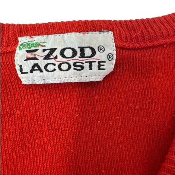 1960s Vintage Izod Lacoste Cashmere Wool V-Neck Pullover Sweater Red - Picture 6 of 12